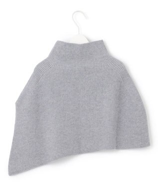 ICB 【洗える】ウールポリエステルニットケープ ライトグレー系