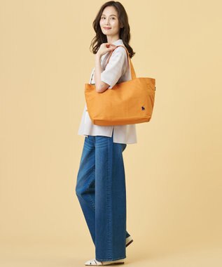 J.PRESS LADIES 【完全受注生産】ポーチ付き キャンバス トートバッグ オレンジ×グレーチェック系