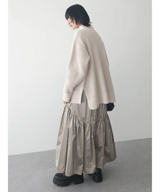 Green Parks ｍｏｋｏモール畦ニット前後差プルオーバー Off White