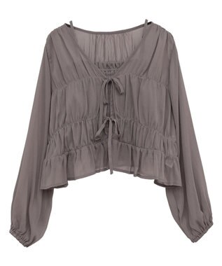 earth music&ecology ＳＥＴ２点シアーシャーリングブラウス＋インナー Mocha