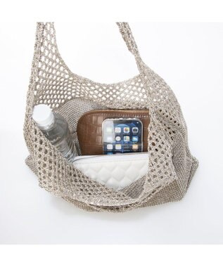 UNBILLION カシュカシュ cachecache / メタリック糸ホーボーバッグ シルバー