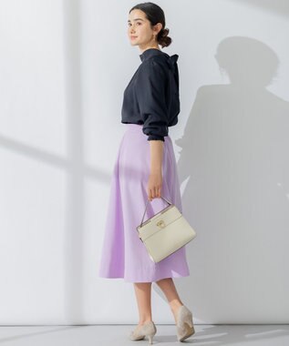 組曲 【セットアップ対応・前後着用可】ニュアンスシフォン ブラウス ネイビー系