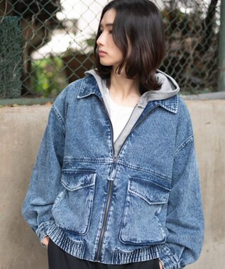 WEGO 【ユニセックス着用ITEM/MLサイズ展開】フライトジャケット デニム中濃加工色