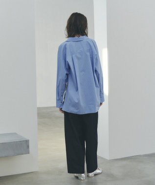 YECCA VECCA レースヘムロングシャツ Stripe