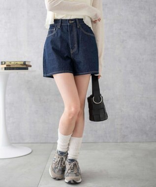 WEGO 台形デニムショートパンツ デニム濃色