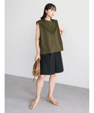 Green Parks ・ＳＵＧＡＲ　ＳＰＯＯＮ　フリンジフレンチＴシャツ Khaki