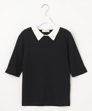 ANY SIS 【好印象企画】襟配色ニット×タックスカートセット ブラック×グレー