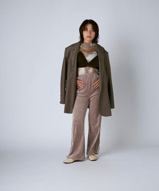 OP／FILA 【Kappa】ボックスシルエット ベロアトラックパンツ グレー