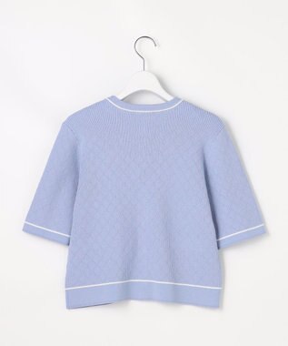 ANY SIS バイカラーニット カーディガン ライトブルー×オフ