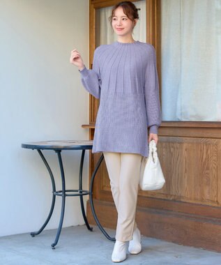 Tiaclasse L 求心片畦ニットチュニック ラベンダー