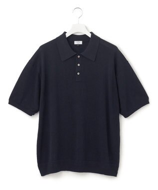 J.PRESS YORK STREET 【UNISEX】リラックス ニットポロシャツ ネイビー系