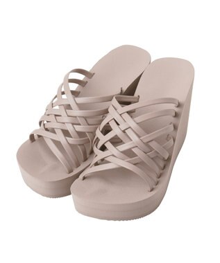 San-ai Resort（三愛水着楽園） レザーライク編みサンダル【San-ai Resort（サンアイリゾート）】 ベージュ