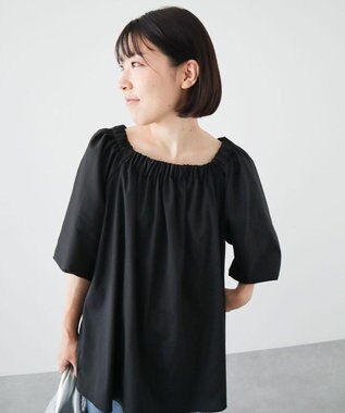 Green Parks ２ｗａｙバルーンスリーブブラウス Black