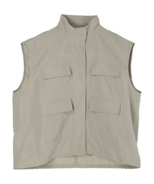 earth music&ecology ミリタリースタンドカラーベスト Light Khaki