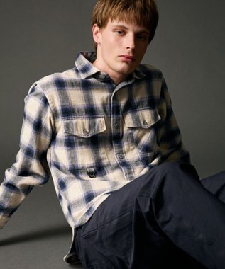 JOSEPH ABBOUD MOUNTAIN 【大人の山シャツ】メランジチェックシャツ アイボリー系4