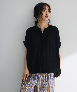 Green Parks Ｉ　レーヨンクレープブラウス Black