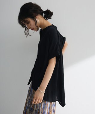 Green Parks Ｉ　レーヨンクレープブラウス Black