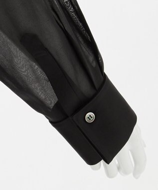 23区 L 【エステータ】コットンオーガンジー ドレスシャツ ブラック系