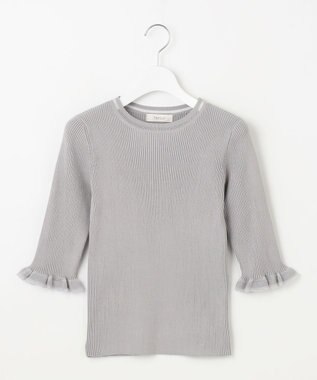 Feroux シアートリム リブニット ライトグレー系
