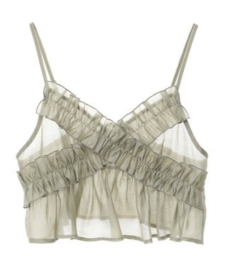 Green Parks ＳＥＴ２点フリルビスチェ＋シャツチュニック Light Green