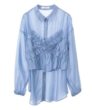 Green Parks ＳＥＴ２点フリルビスチェ＋シャツチュニック Blue