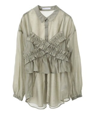 Green Parks ＳＥＴ２点フリルビスチェ＋シャツチュニック Light Green