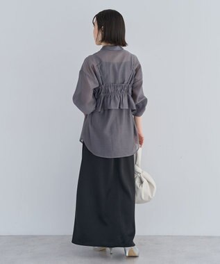 Green Parks ＳＥＴ２点フリルビスチェ＋シャツチュニック Charcoal Gray