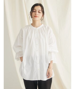 CRAFT STANDARD BOUTIQUE スカラレース袖ブラウス Off White