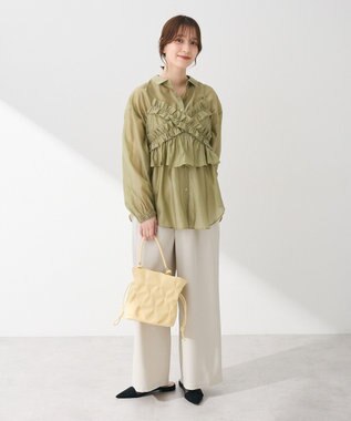 Green Parks ＳＥＴ２点フリルビスチェ＋シャツチュニック Light Green