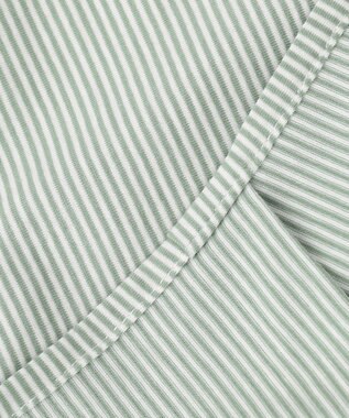 ANY SIS 【洗える】シルケットスキッパー ブラウス グリーンストライプ