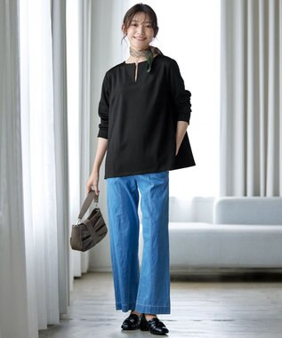 Tiaclasse 【洗える】キーネックカットソートップス ブラック