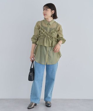 Green Parks ＳＥＴ２点フリルビスチェ＋シャツチュニック Light Green