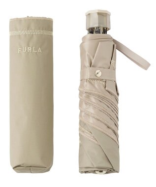 MOONBAT FURLA 晴雨兼用日傘 折りたたみ傘 ジッパー刺繍 ／遮光 遮熱 UV グレージュ