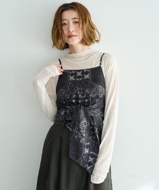 YECCA VECCA スカーフ柄オーバーキャミ