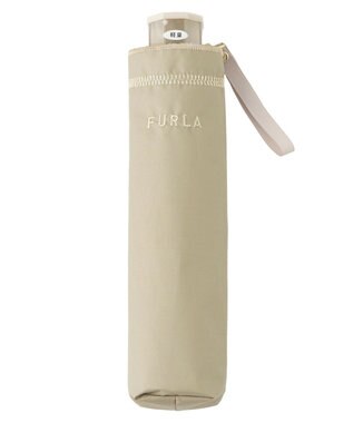 MOONBAT FURLA 晴雨兼用日傘 折りたたみ傘 ジッパー刺繍 ／遮光 遮熱 UV グレージュ