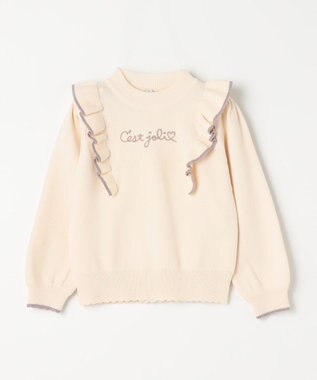 ANY KIDS 肩フリル しあわせタッチ ニット エクリュ