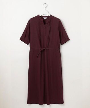 J.PRESS LADIES L 【接触冷感・洗える】プレーティングジャージー ワンピース ボルドー系