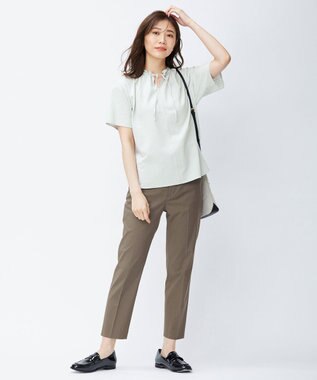 J.PRESS LADIES 【洗える・撥水・防汚】コットンFITTYシャーク テーパード パンツ ブラウン系
