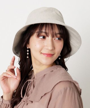 MOONBAT 【帽子】フルラ (FURLA) 広つばハット　同色ロゴ刺繍 サイズ調整 ベージュ