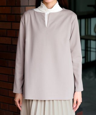 Tiaclasse 【洗える】キーネックカットソートップス グレージュ