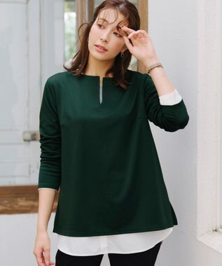 Tiaclasse 【洗える】キーネックカットソートップス グリーン