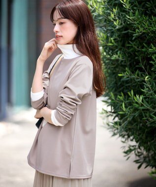 Tiaclasse 【洗える】キーネックカットソートップス グレージュ