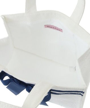 Maison de FLEUR ラインリボンジャカードスクエアトートバッグ White