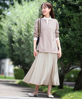 Tiaclasse 【洗える】キーネックカットソートップス グレージュ