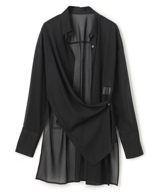 uncrave トリコットシフォン ロングシャツ ブラック