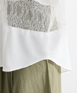 Green Parks レース切替５分袖シャツ White