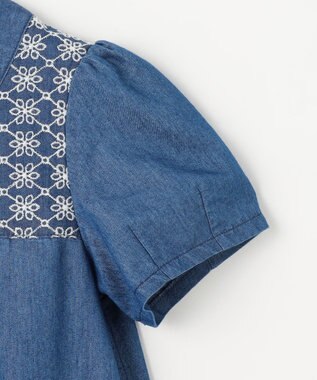 組曲 KIDS 【150-160㎝】レースコンビデニムワンピース ブルー