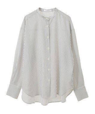 Green Parks バンドカラーストライプシャツ Stripe Black