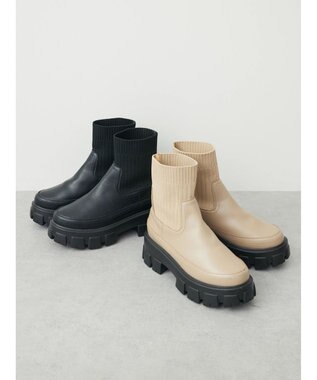 Green Parks ・ｍｉｎｉａ　ニットコンビブーツ Black