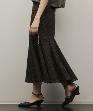 GRACE CONTINENTAL チェックマーメイドスカート ブラウン